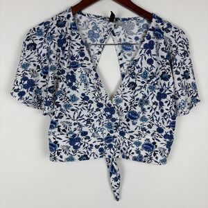 H&M Divided Floral Crop Top Tie Back